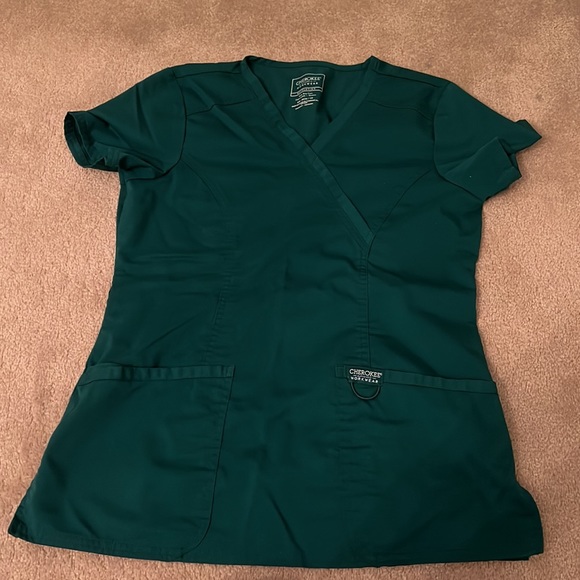 2 PIECE SET LIGHTLY used Cherokee Authentic Workwear Scrub PETITE (HUNTER GREEN) - Picture 5 of 6